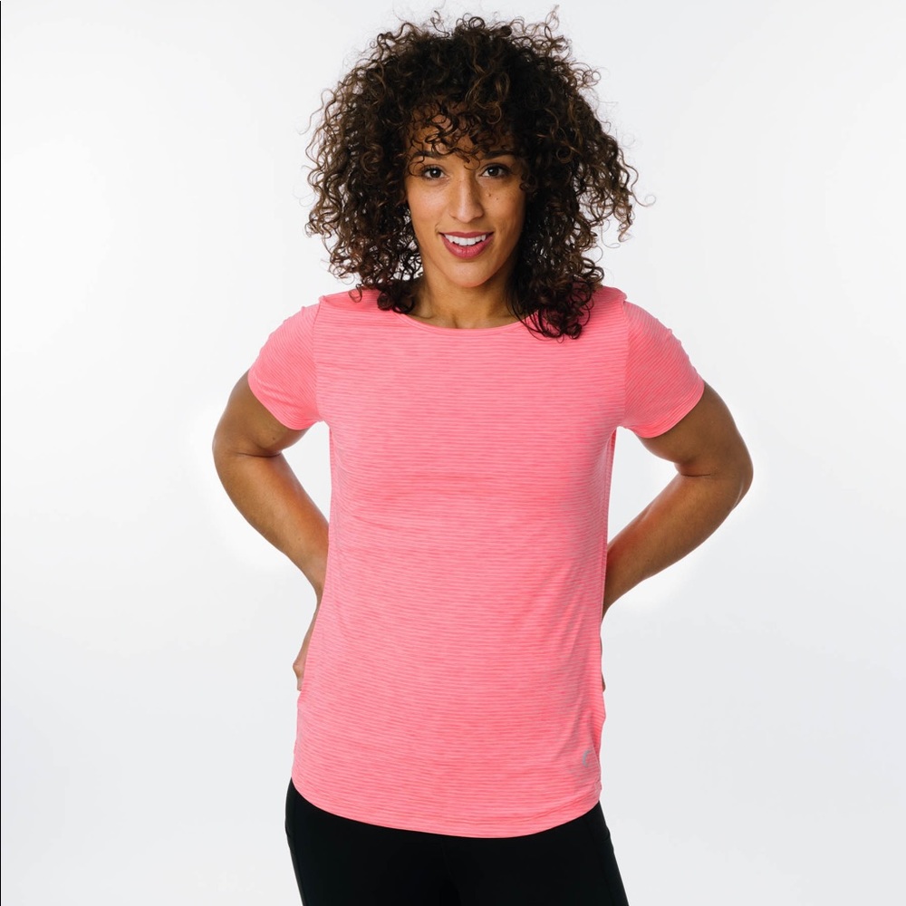 Zyia Flamingo Stripe Short Sleeve T